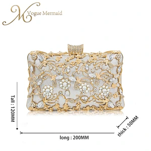 hollow out rhinestone clutch bag